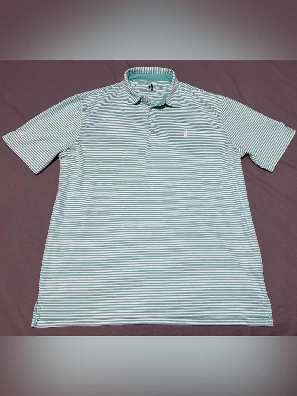 Johnnie-O Golf Polo Shirt Men's XL Green Striped Short Sleeve Stretch Preppy